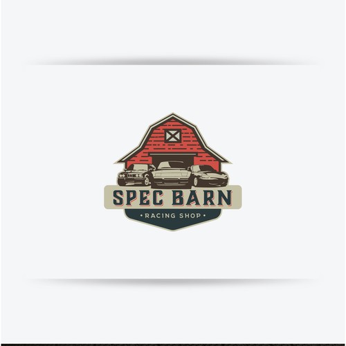 Bold logo concept for Spec Barn Racing Shop