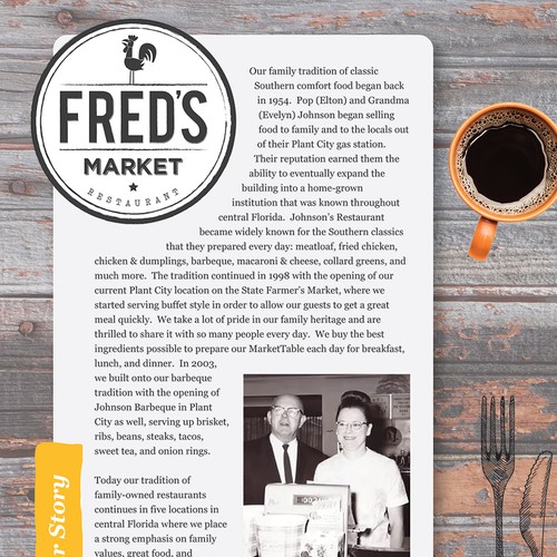 Fred's Market Restaurant Placemat