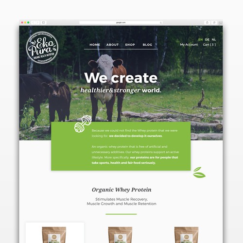 Landing page for Organic Whey Protein