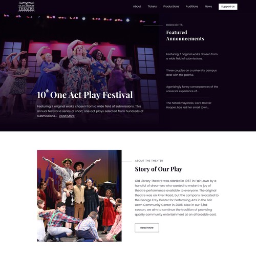 Modern and Classic Wordpress Theme design for Community Theatre