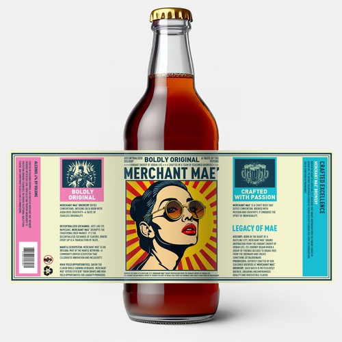 Vibrant Pop Art Alcohol Label Design