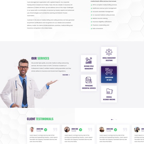 Medical software landing page