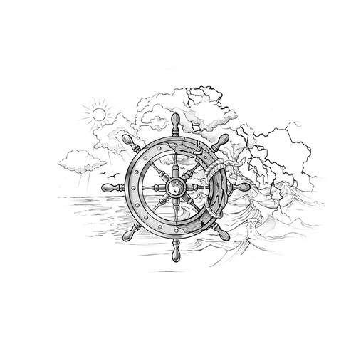 Yin & Yang Boat Wheel Tattoo