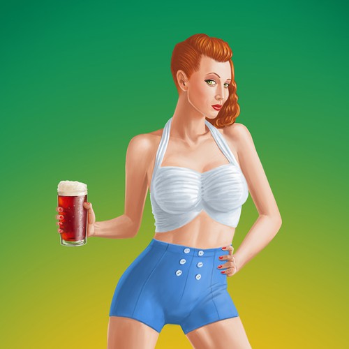 Classy Pin-Up Girl Illistration for Beer Label