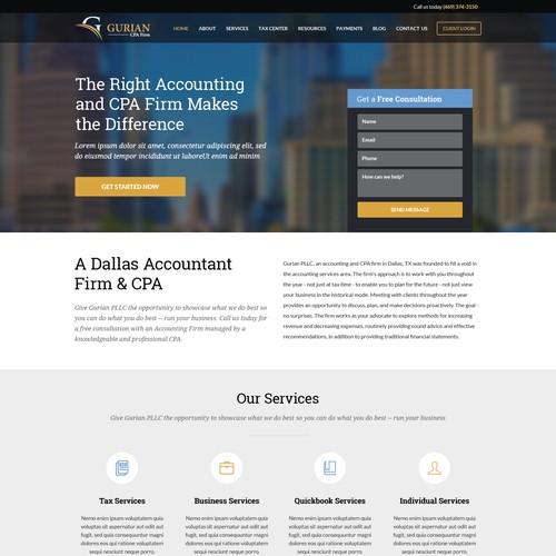 Website Landing Page for Gurian CPA Firm