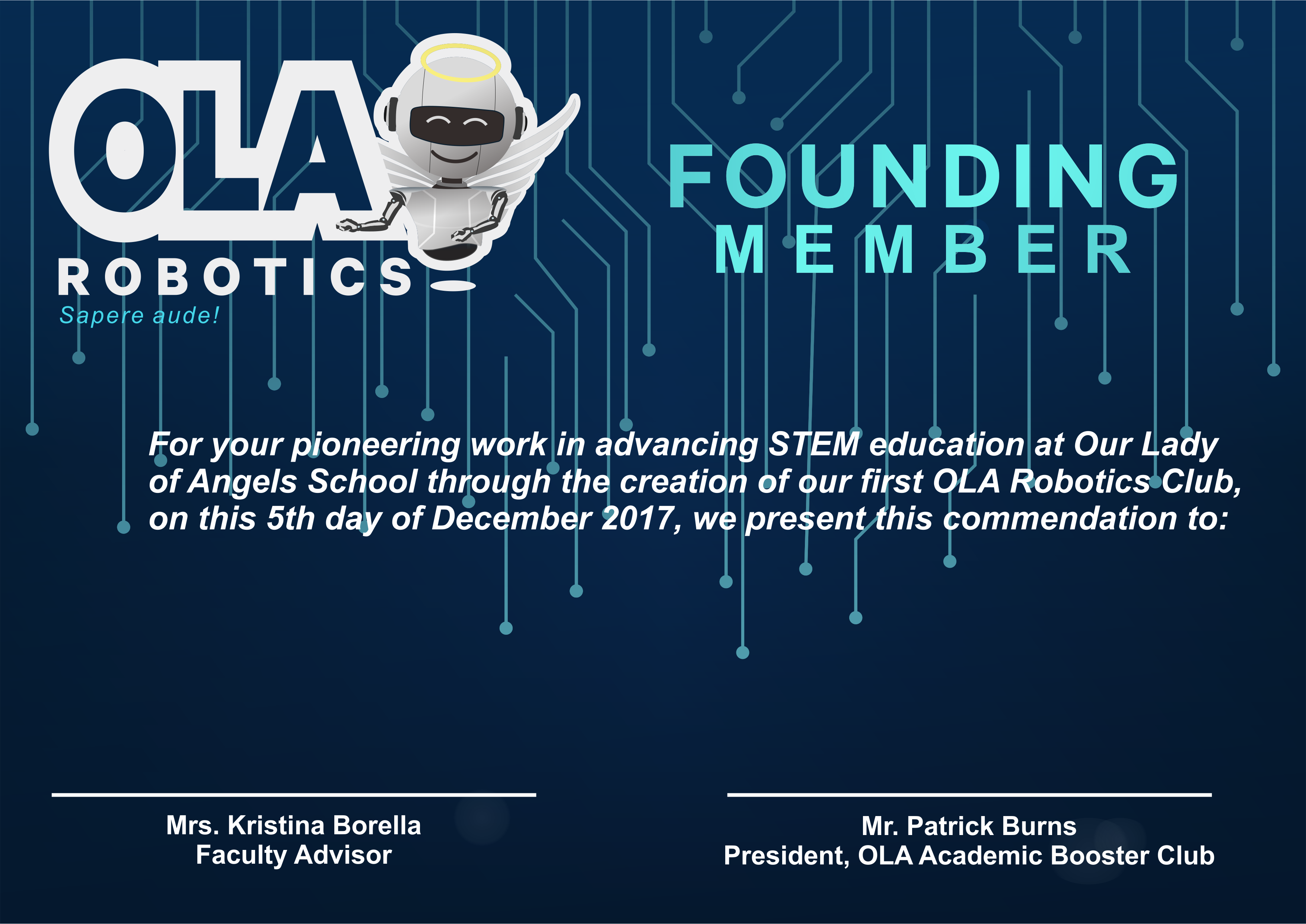 OLA Robotics Certificate