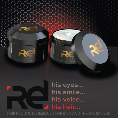 Bold and Masculine advertisement design for hair products. 