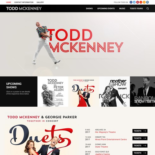 Concept Design for Todd McKenny's Official Website