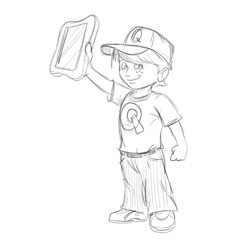 Super Hero Kid Logo Sketch