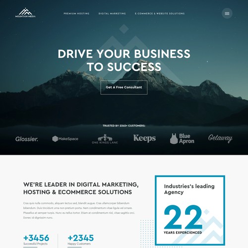 Home page design concept for marketing agency