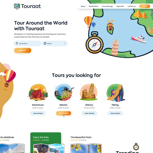 Creative website design for travel Tours