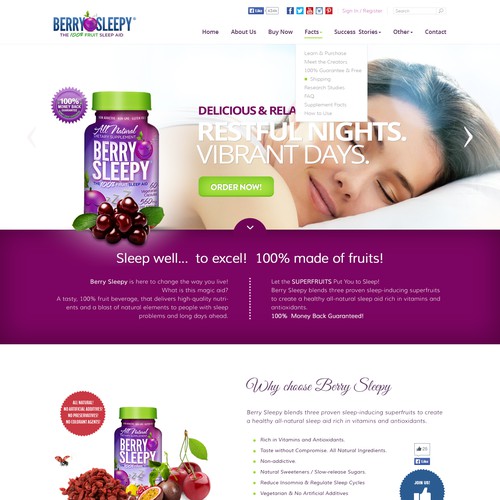 Design Dynamic eCommerce Site for BerrySleepy.com - The 100% Fruit Sleep Aid
