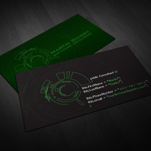 Business card for software developer