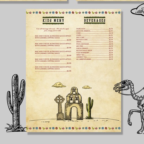 Mexican restaurant menu