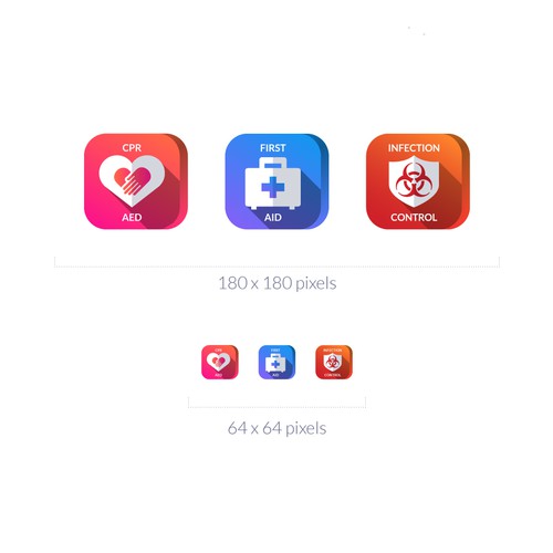 Icon set for a CPR and First Aid certification company.