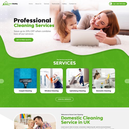Cleaning Services Home Page Design
