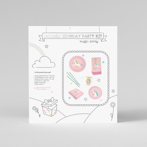 Packaging for Unicorn Party Paper ware