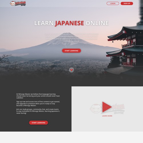 Landing page concept for Nihongo