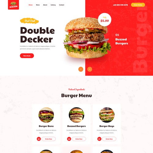 Burger restaurant website