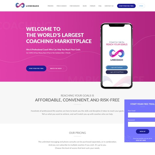 Redesign of Livecoach' homepage