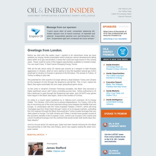 Energy News site e-mail newsletter contest - Read by 50,000 people daily