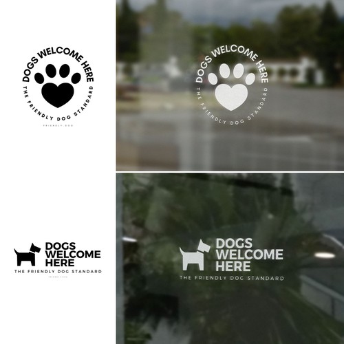 'Dogs Welcome Here' sticker design