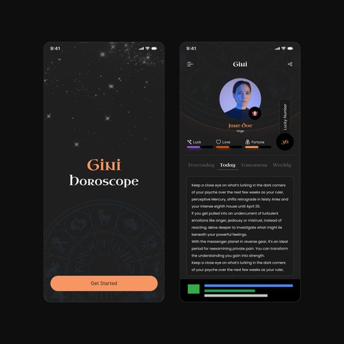 Gini Horoscope App Design