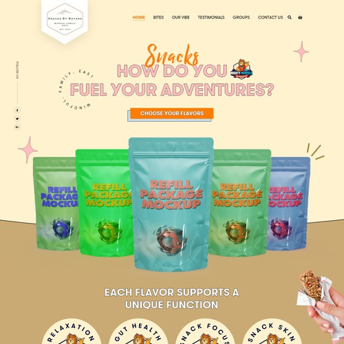 Snacks By Nature Kids Snacking Website Design.