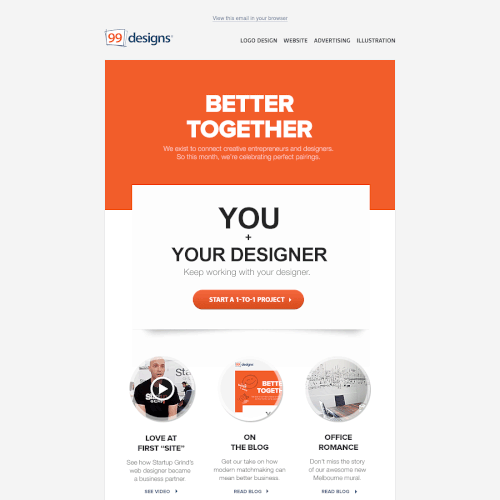 Create a fun, playful email for 99designs!