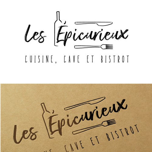Concept de logo pour Les Épicurieux : cuisine, cave et bistrot