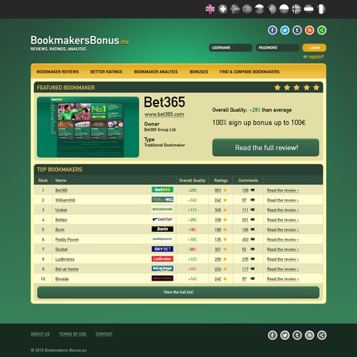 Design for Bookmaker Website