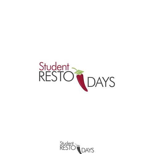 Create a modern logo for a gastronomic event for students. 