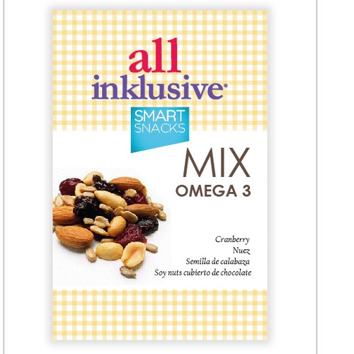 Creative and amazing label design for ALL INKLUSIVE new SMART SNACKS (mixed nuts, fruits and seeds)