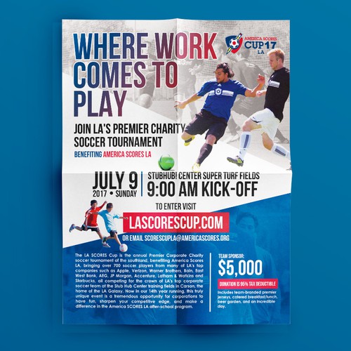 an incredible flier for a heartfelt cause - America Scores LA Cup