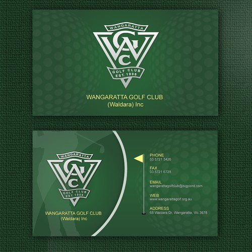 Business card for golf club in Australia