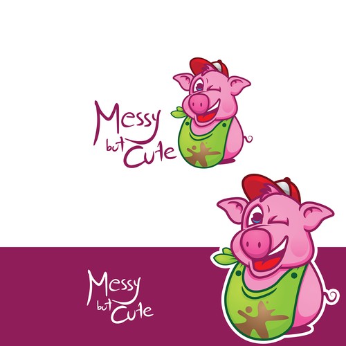 logo and character design for Mess but Cute baby bib