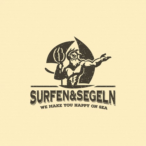 Vintage sport logo concept for Surfen & Segeln