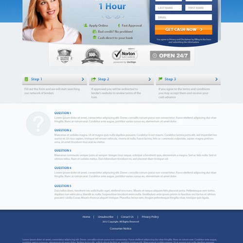 Website design for Cash Loans