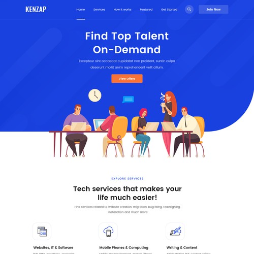 Top talent marketplace homepage design