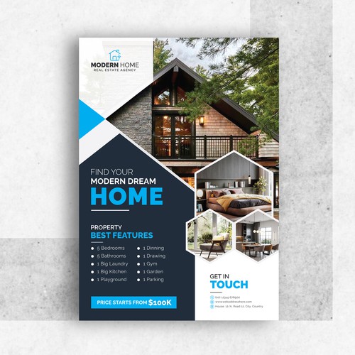 Custom Real Estate Flyer Template Design for Property Listings for Agents & Realtors