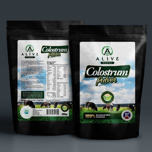 ALIVE Colostrum Pulver Label Design