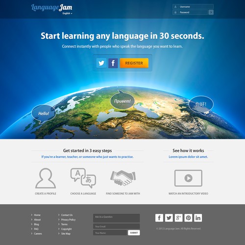 Website design for Language Jam