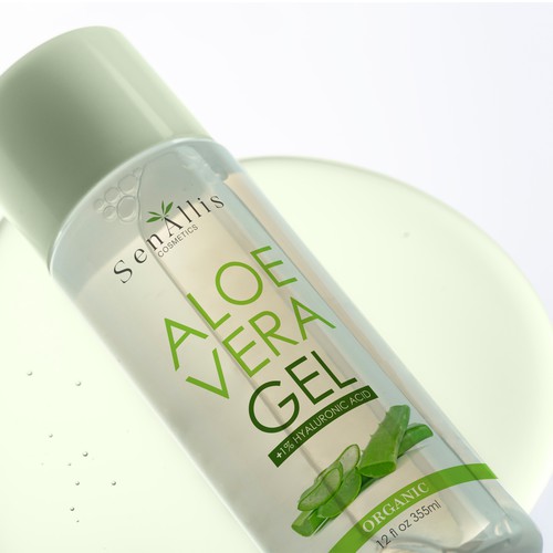 SenAllis Cosmetics Aloe Vera Gel + 1% Hyaluronic Label