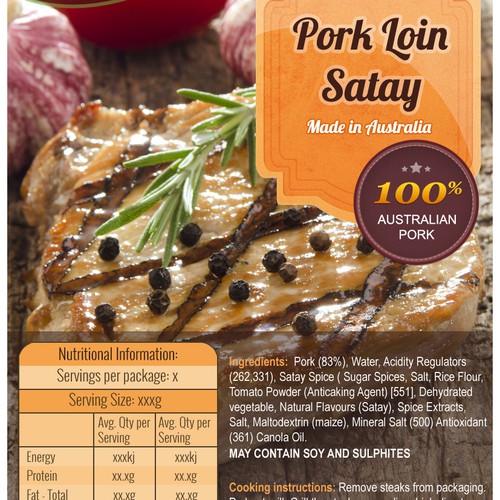 Create a label for marinated pork products