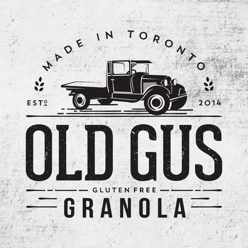 Logo with illustration of vintage Ford truck