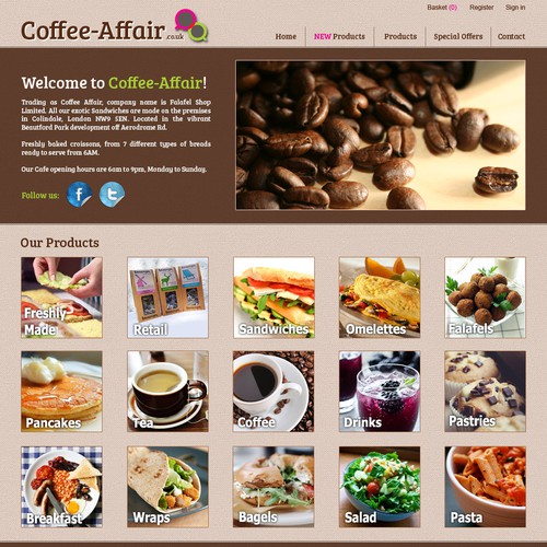 website design for Coffee Affair