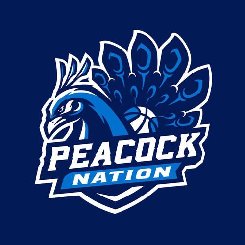 Peacock Nation Basketball Team Logo
