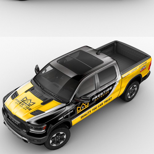 RAM 1500 Truck - Black Yellow Luxury Wrap Design
