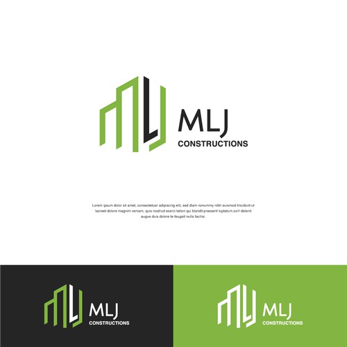 MLJ Constructions Company logo design.