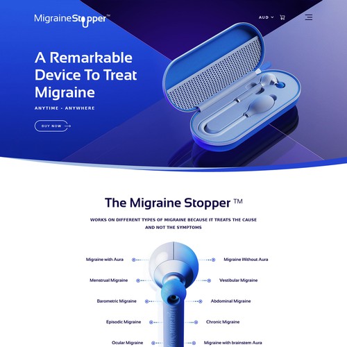 Website HOMEPAGE for Migraine Stopper A breakthrough Natural Migraine Therapy THAT WORKS!